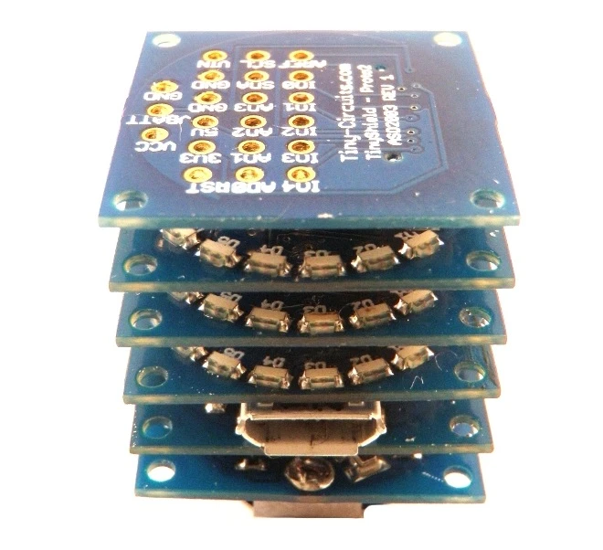 The TinyShield interface supports all the signals that are supported on standard Arduino Shield connectors