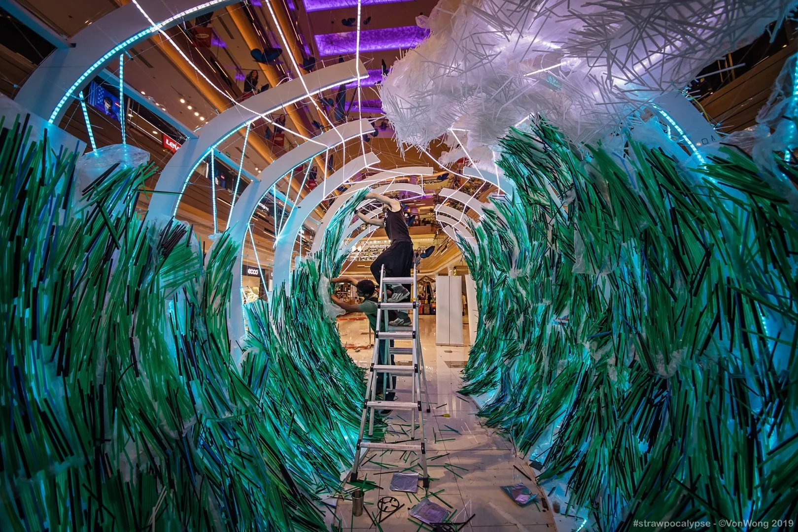 The Strawpocalypse installation comes together