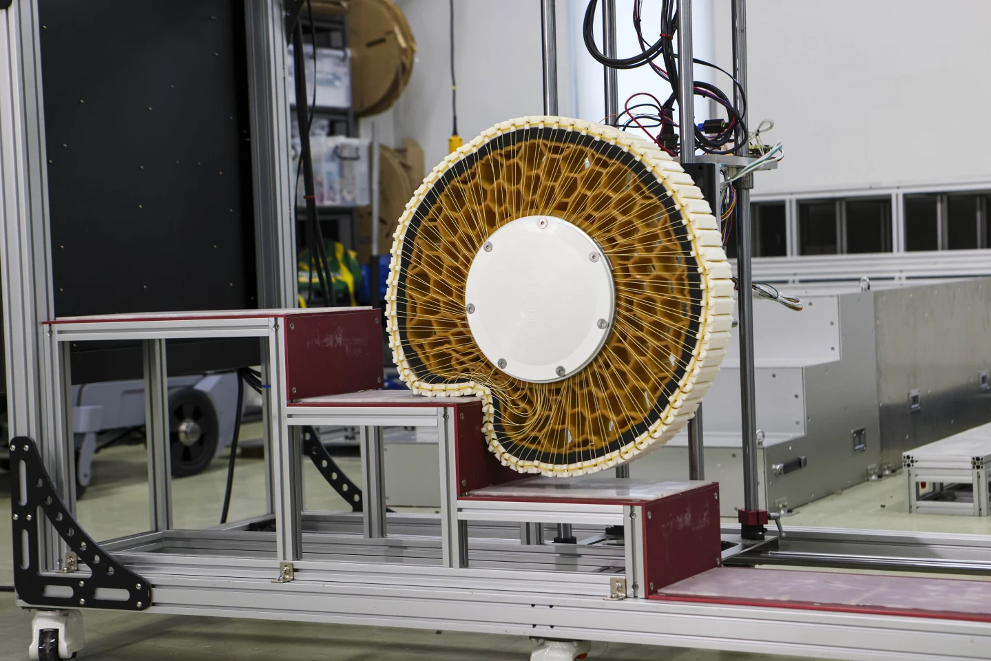 One of the transforming wheels in shape-shifting action