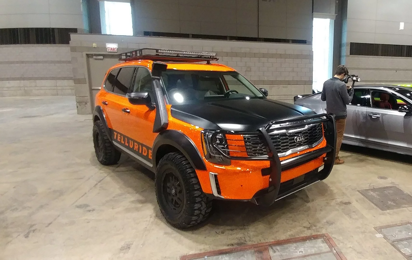 Kia brought several concepts for the new Telluride SUV, including this snorkeled orange beast that emitted a satisfying growl when started
