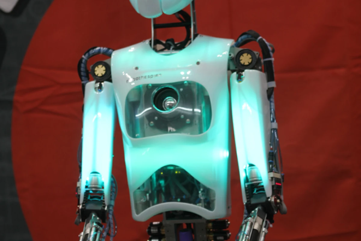 The Robothespian presentation, telepresence and acting humanoid robot by Engineered Arts Ltd. is designed for science education purposes