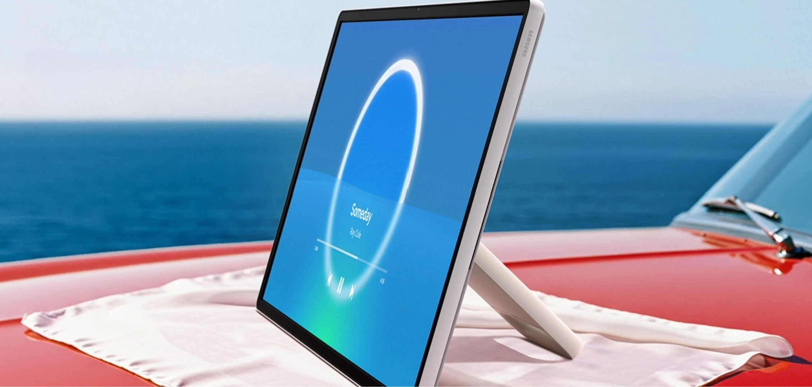 The Moving Style smart TV features a built-in adjustable kickstand, 27-inch QHD screen and battery power for entertainment on the go