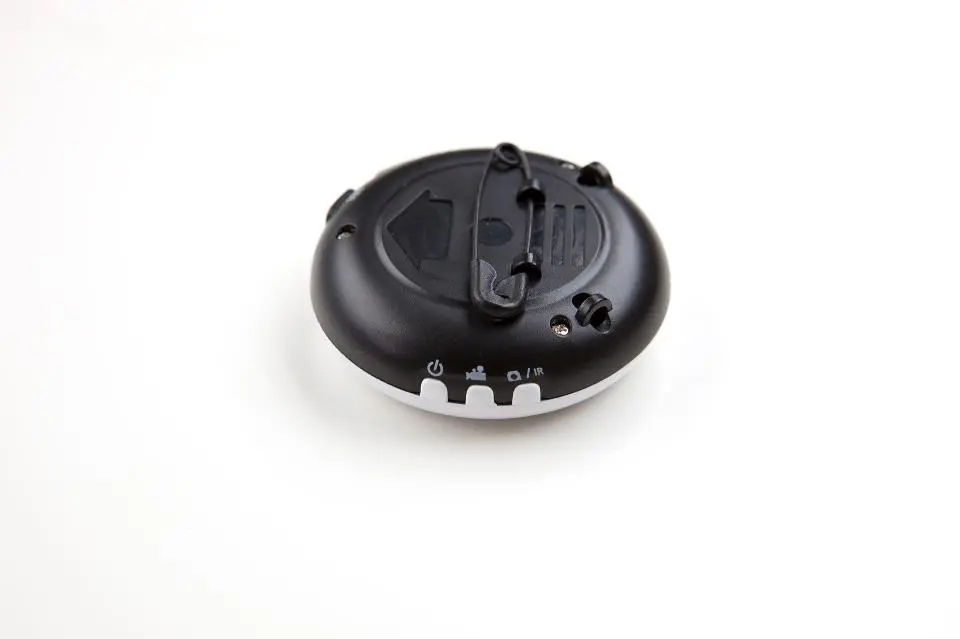 The MeCam has a pin built into the back, and comes with an included neck cord
