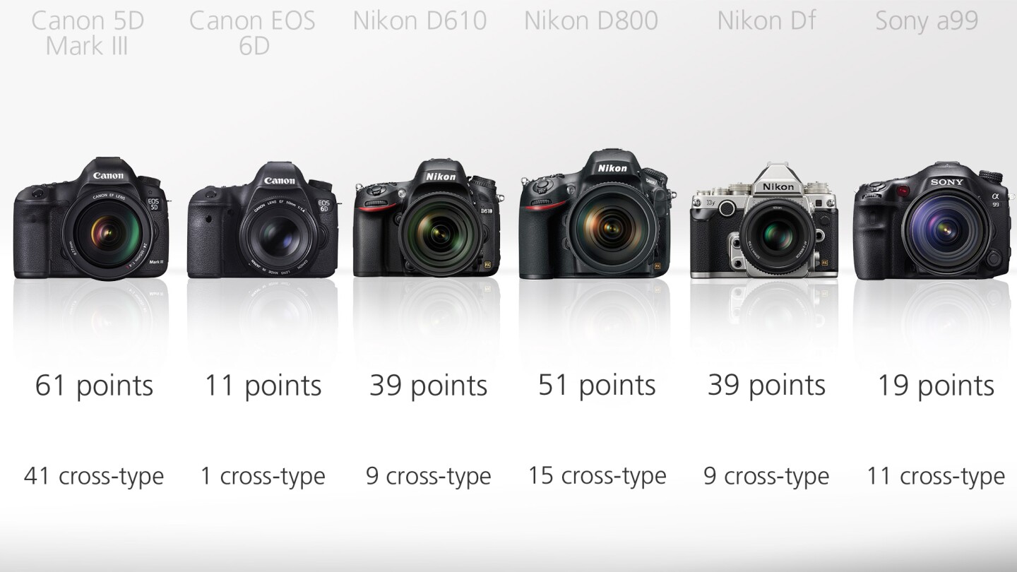 It's the Canon 5D III and the Nikon D800 which have the best autofocus systems of the bunch