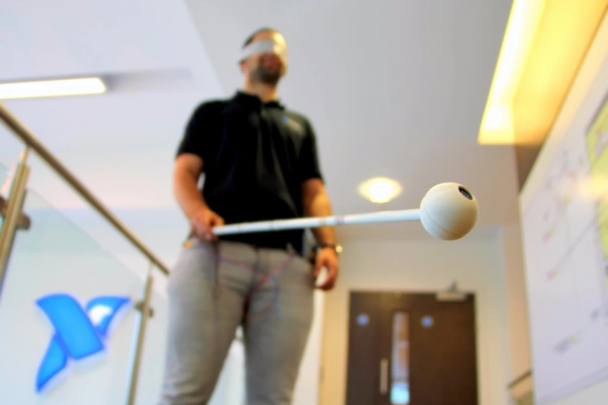 The cane uses parking sensor tech to help the user avoid obstacles