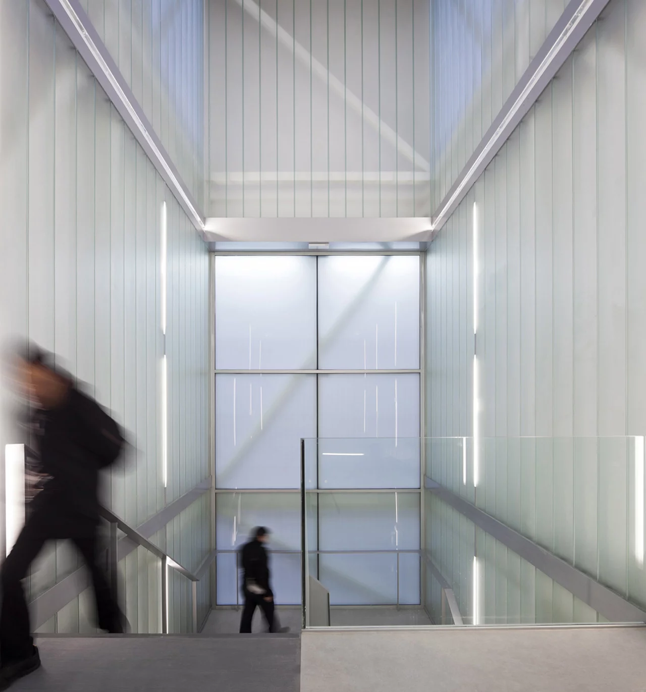 Inside is clean, white and utilitarian