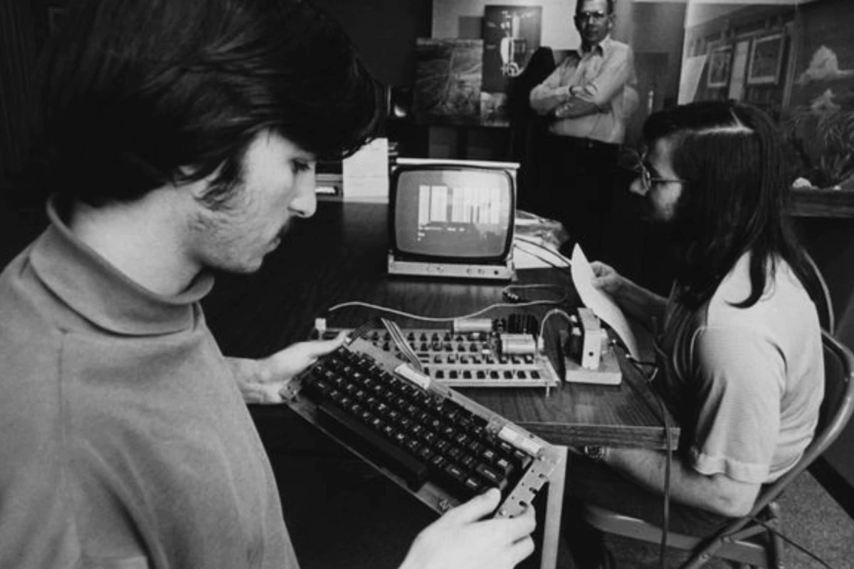 Steve Jobs and Steve Wozniak pictured in period as they started what is now the world's largest company. From little acorns ...