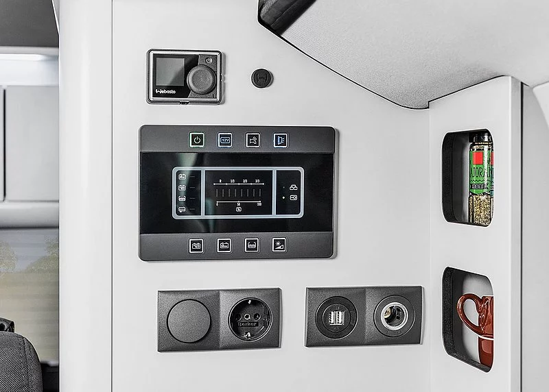 Control panel next to the kitchen shelf