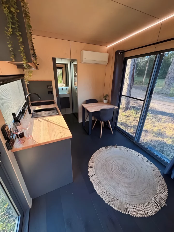 The Chipper BNB's kitchen is small and simple, reflecting its intended use for short stays