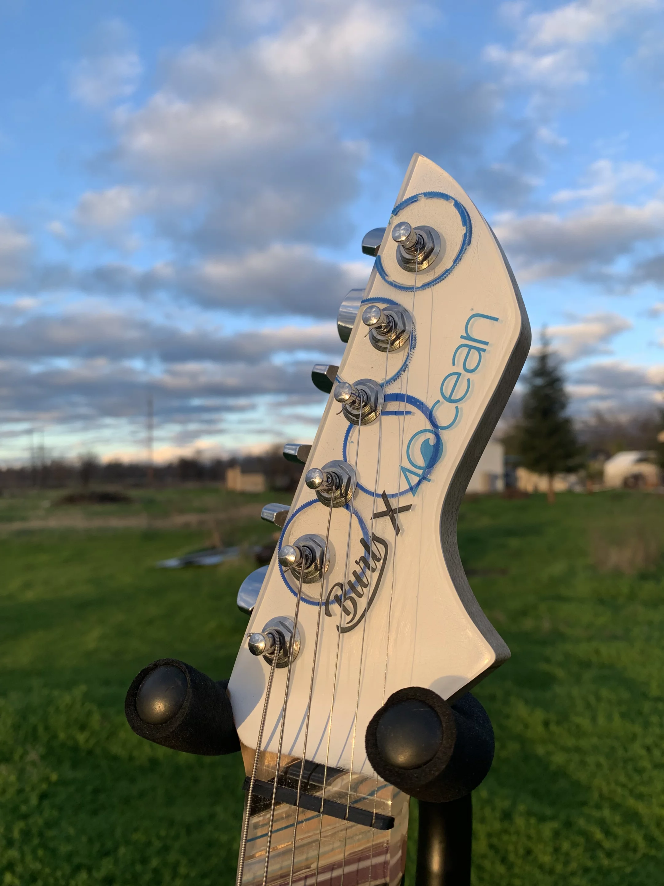 The front of the headstock is epoxy with