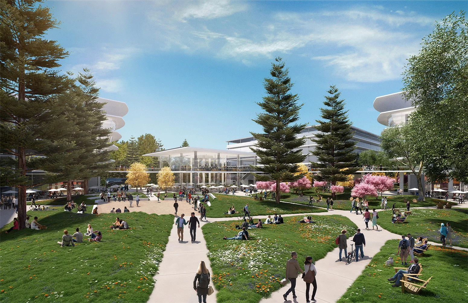 Facilities slated for the campus include expansive jogging and walking trails, bike paths, health and wellness center, sports courts, and outdoor amphitheater