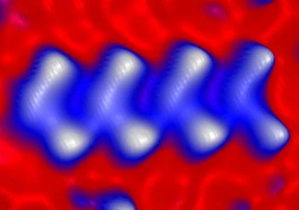 The smallest superconductor, measuring just .87 nanometer wide. (Image: Saw-Wai Hla and Kendal Clark, Ohio University)