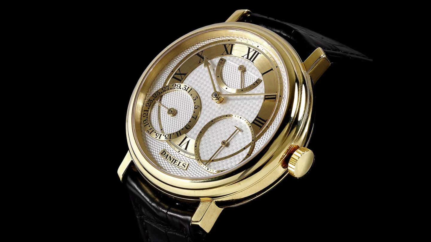 Also exceeding the highest priced motorcycle was another of Robert White's most treasured toys, a rare 18K gold limited edition George Daniels watch, which sold for £224,500 ($292,49).