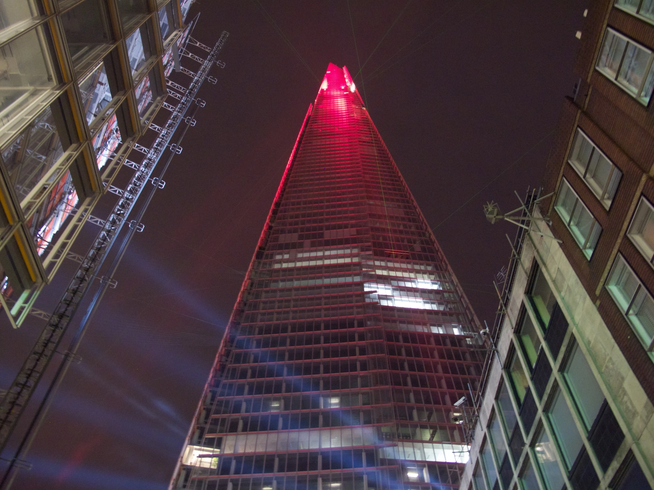 Spectators turned out in the hundreds to witness the light show that marked the climax of the inauguration of Europe's tallest building, the 309.6-m (1016-ft) Shard in London (Photo: Andrea Vail)