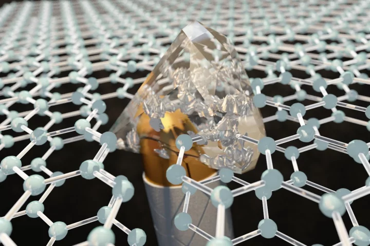 Made of two stacked layers of graphene, diamene temporarily becomes harder than bulk diamonds under impact