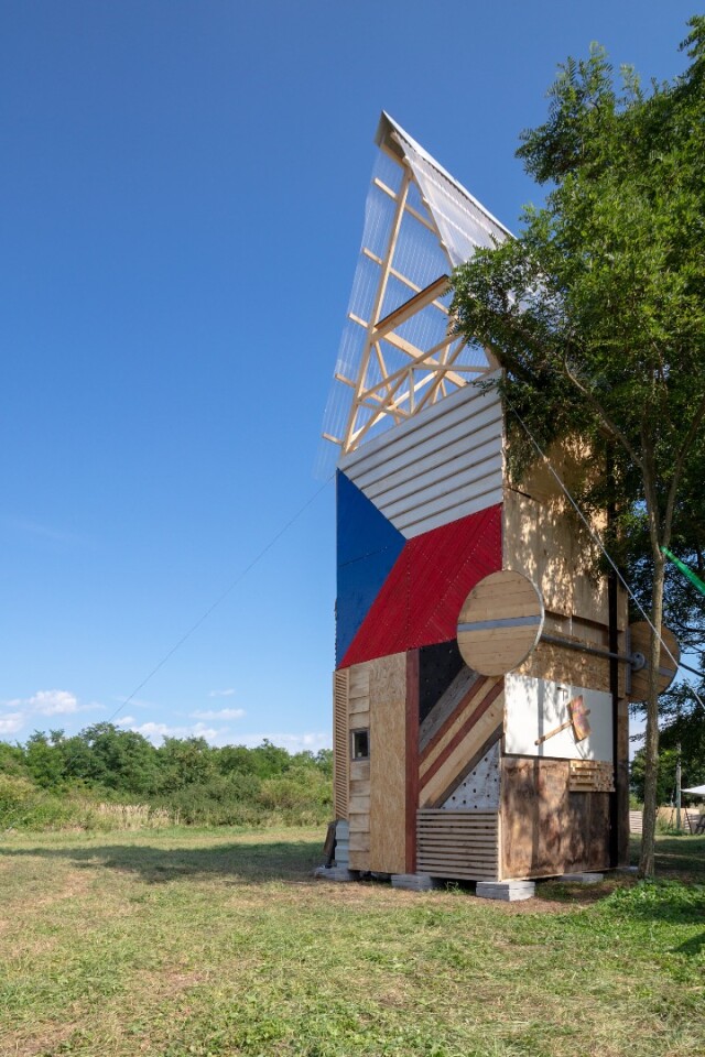 Project vertical cabin was made from recycled and scrap materials that were left behind by other teams from previous years