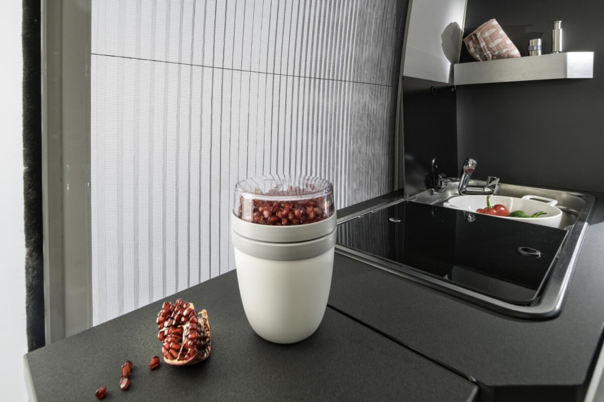 At the kitchen in the Adria Twin Supreme camper van