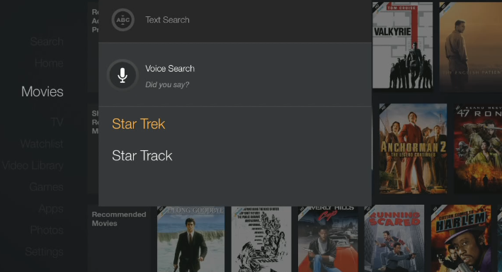 Voice Search verifies what you speak into the remote