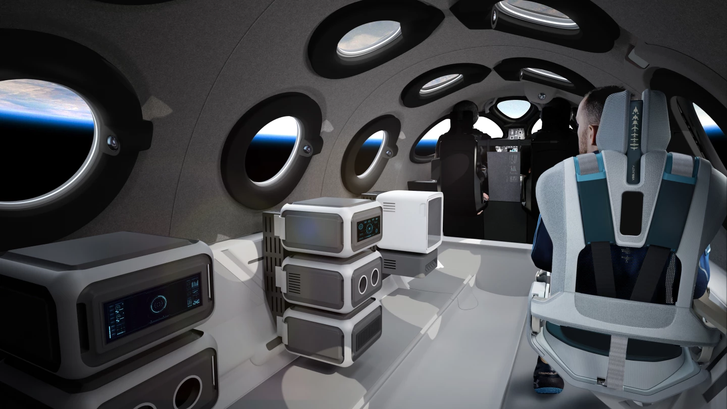 Virgin Galactic SpaceshipTwo cabin in science payload configuration