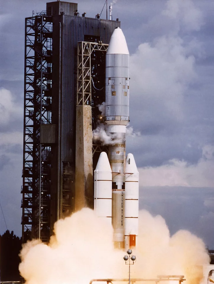 Titan-Centaur 7 lifting off on August 20, 1977, beginning the Voyager journey