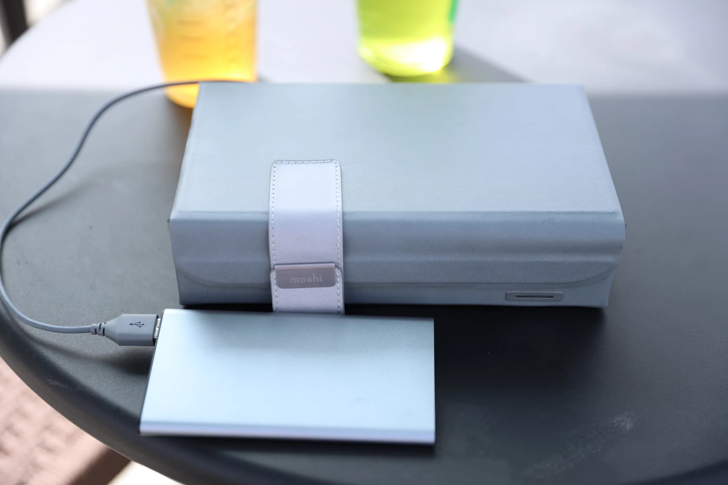 The Deep Purple runs off an included USB-C to USB-A cable that allows it to be plugged into a wall adapter, car charger or portable battery