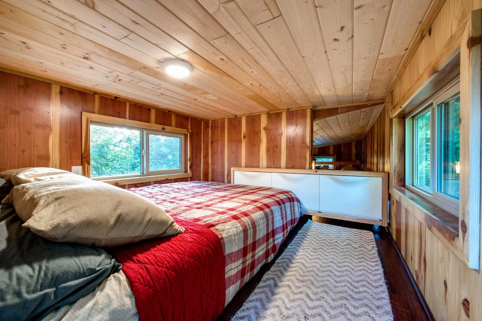 Bedroom with privacy gate closed