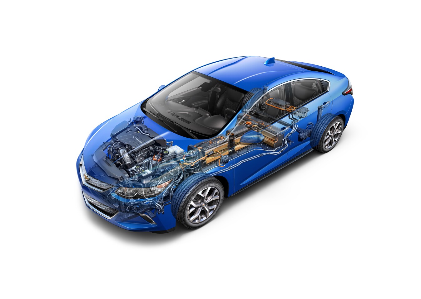 The new Voltec powertrain combines an 18.4-kWh battery, two-motor drive unit and 1.5-liter range extender (Photo: General Motors)