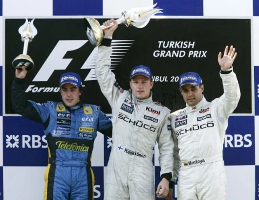 Alonso, Raikkonen and Motoya on the podium