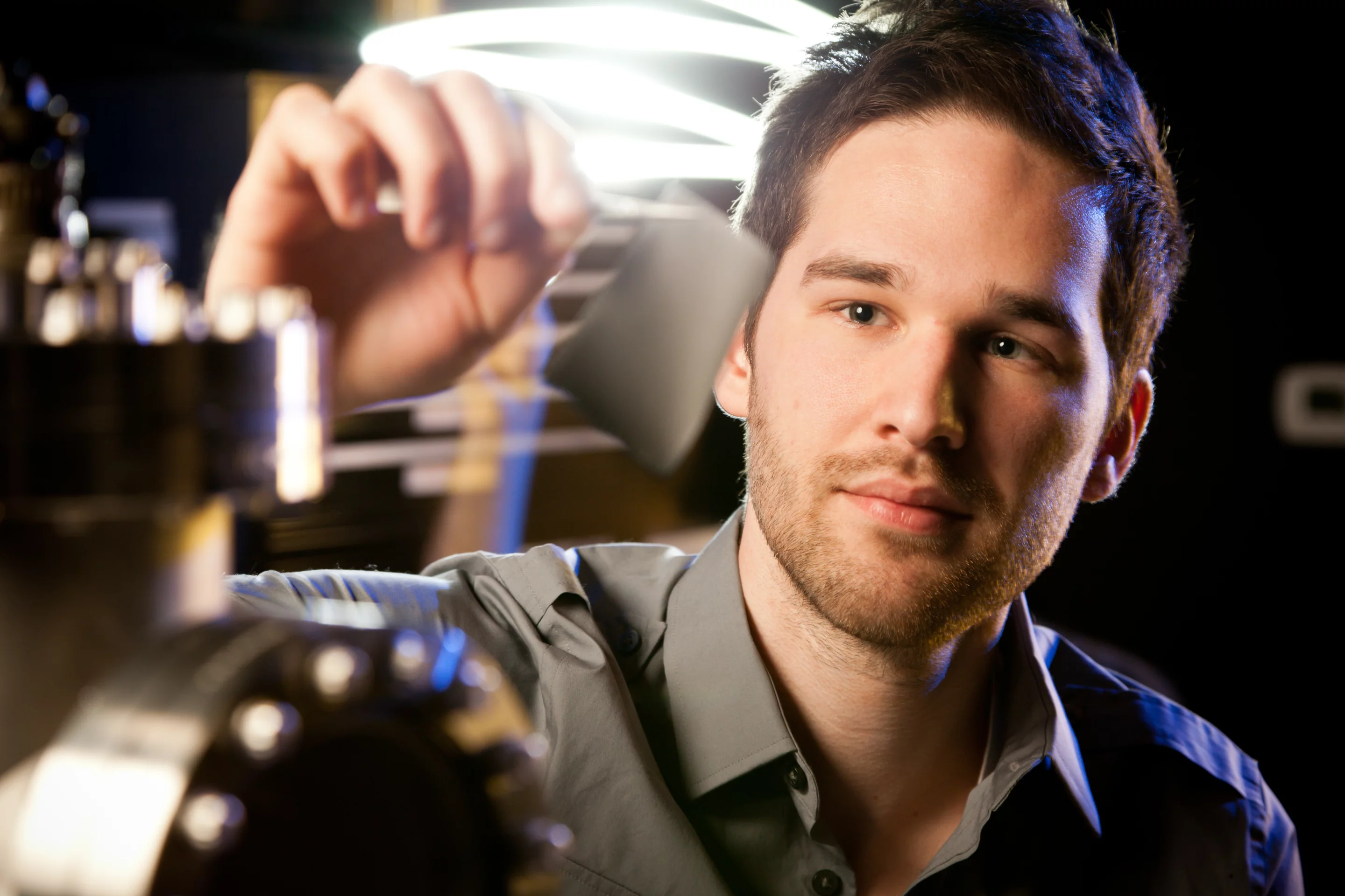 Wake Forest University researcher Corey Hewitt, with a sample of the Power Felt