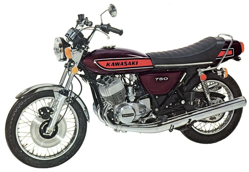 The Kawasaki Mach IV 750 cc air-cooled two-stroke triple