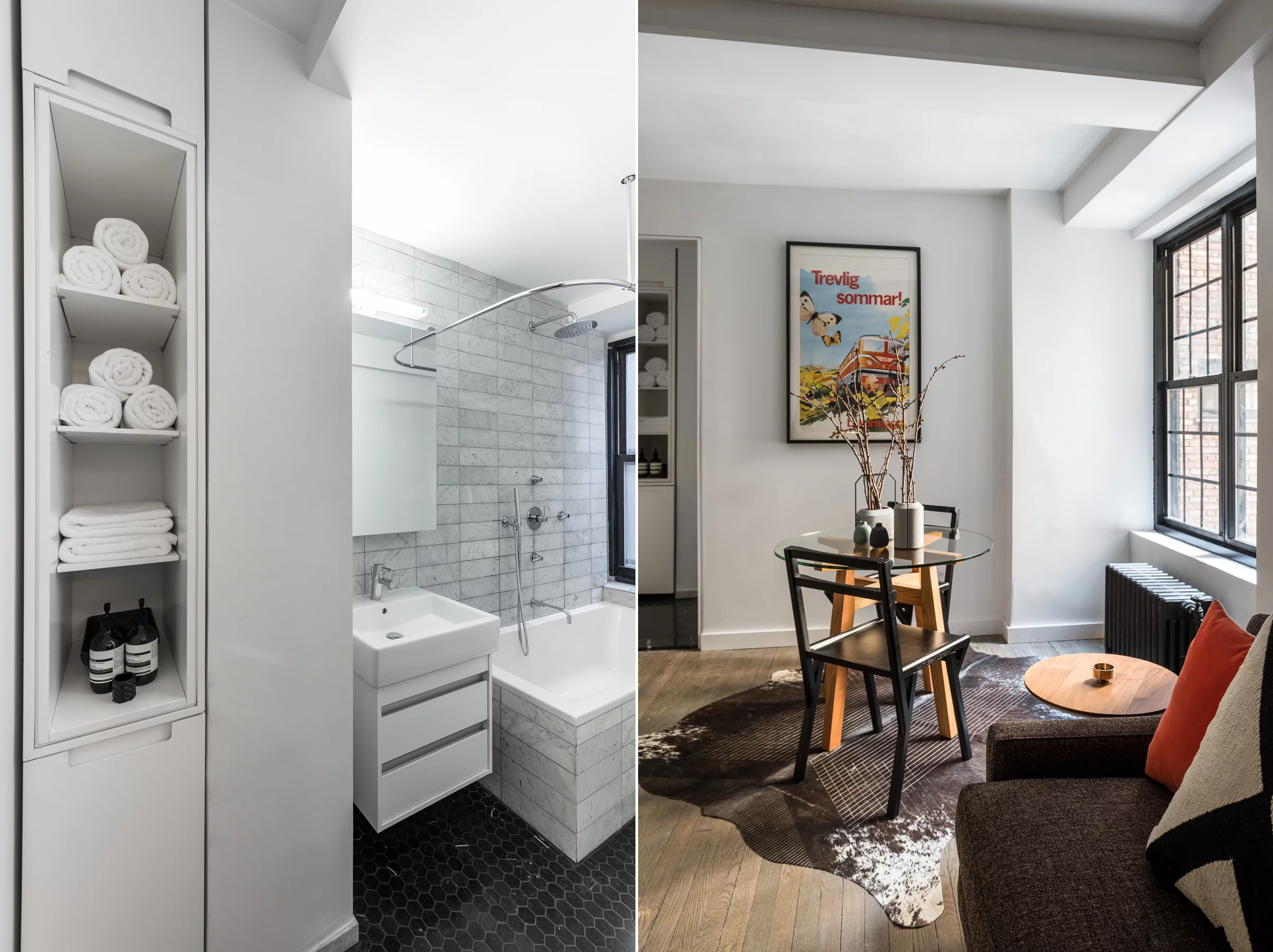 The bathroom and dining area in the 5:1 Apartment (Photo: Alan Tansey)