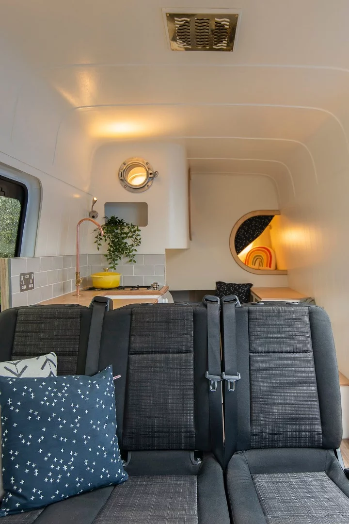 The passengers seats make a cosy lounge substitute