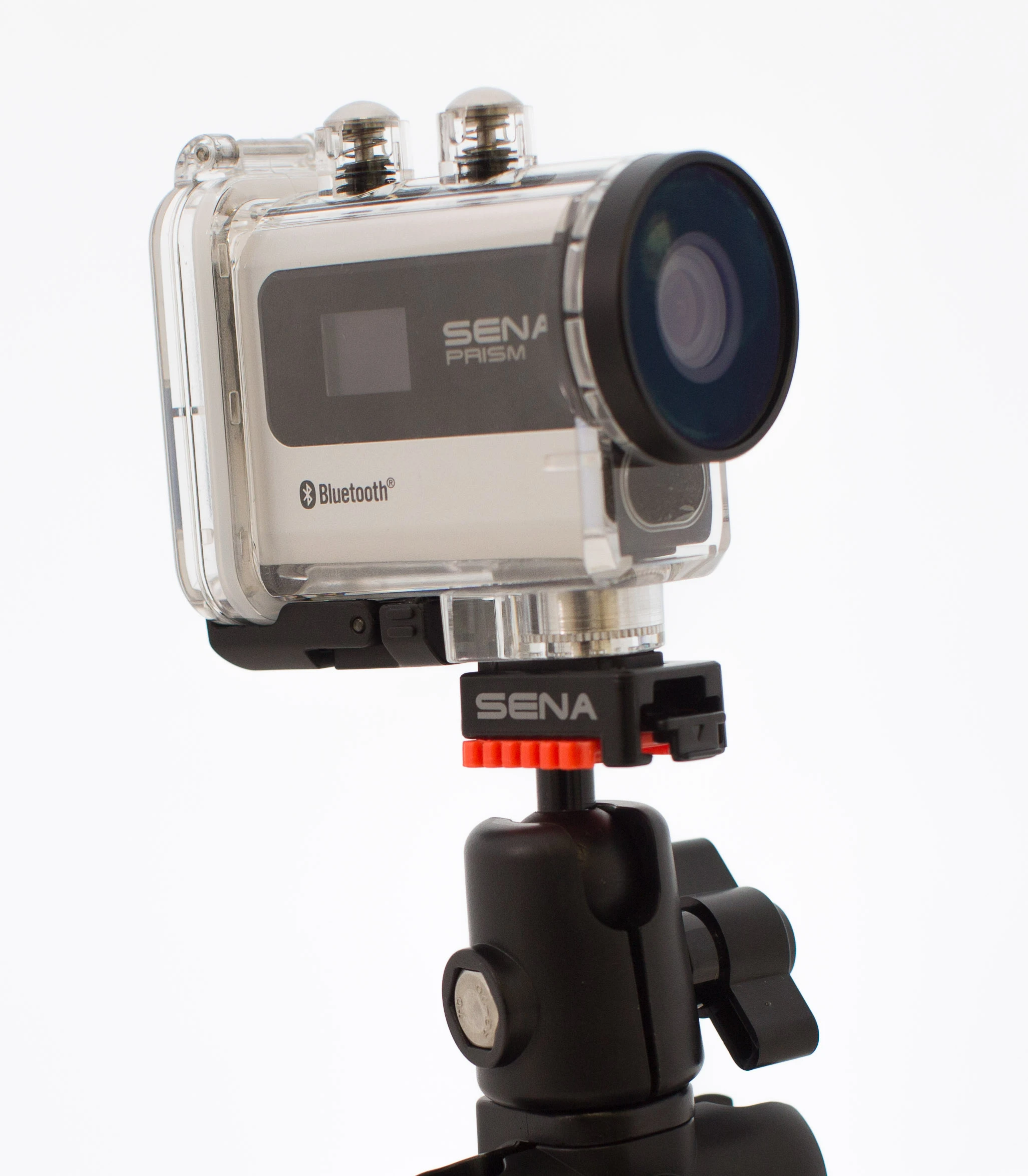 Sena Prism: waterproof case with quick-release mount on a ball head (Photo: Loz Blain/Gizmag.com)