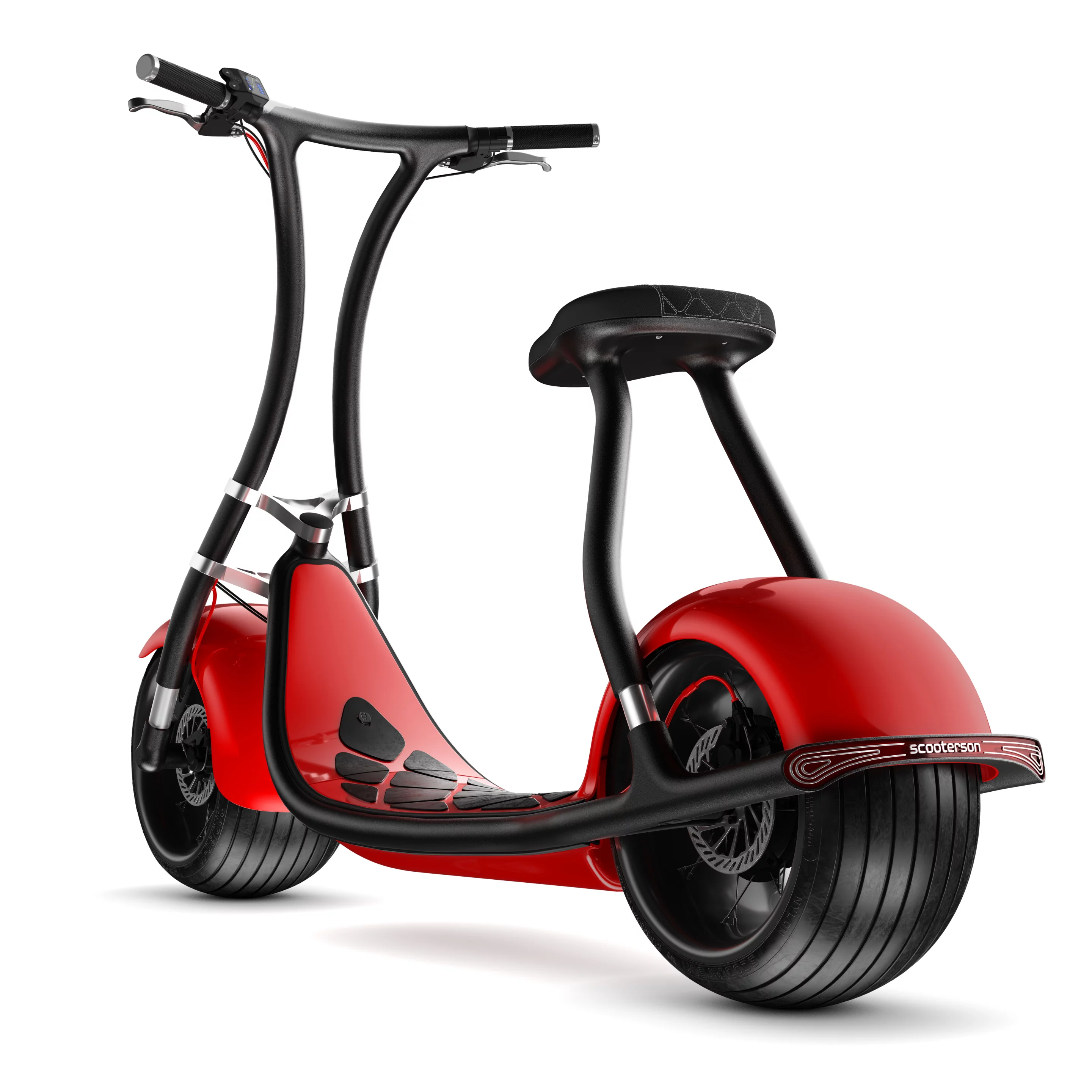 The Rolley+ has a deck area wide enough for feet to be positioned side by side when seated