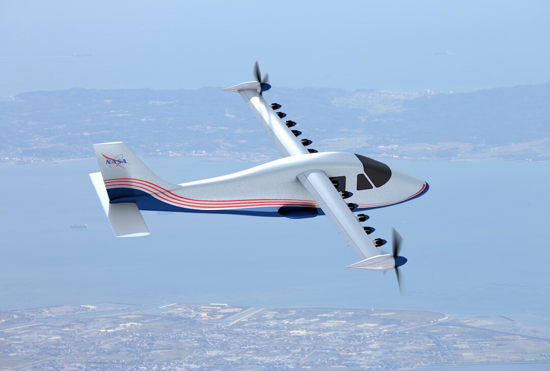 With 14 electric motors, the X-57 will run on battery power, eliminating local carbon emissions and reducing operational costs and noise pollution