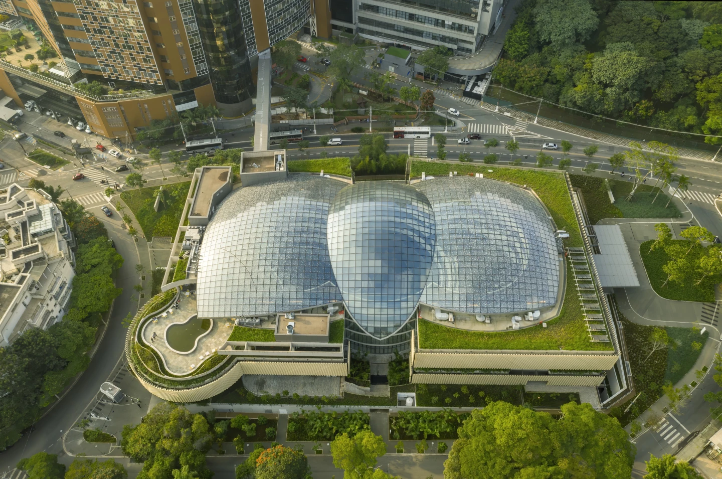 The Albert Einstein Education and Research Center's roof measures 3,800 sq m (roughly 41,000 sq ft) and is designed to reduce solar heat gain inside
