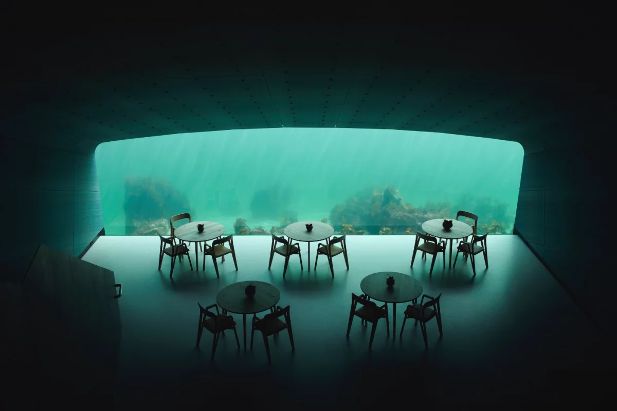 Under features a large panoramic acrylic window that allows people to watch the marine life of Norway's southern coast