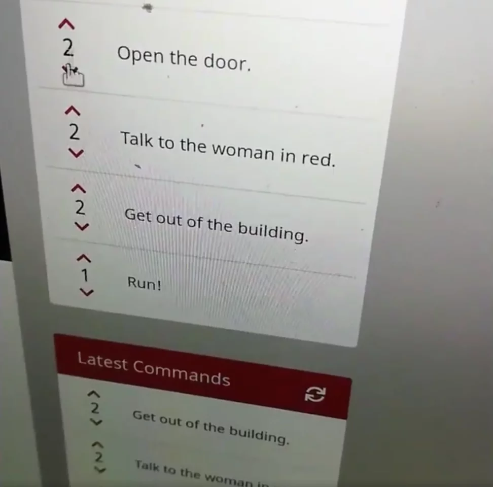 User submitted actions are voted on by all participants
