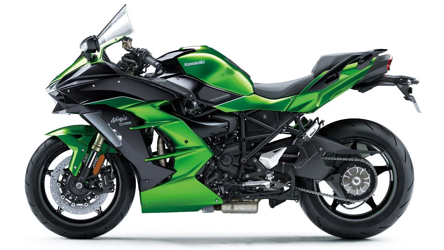 The 2018 Kawasaki H2 SX SE in Emerald Blazed Green / Metallic Diablo Black color