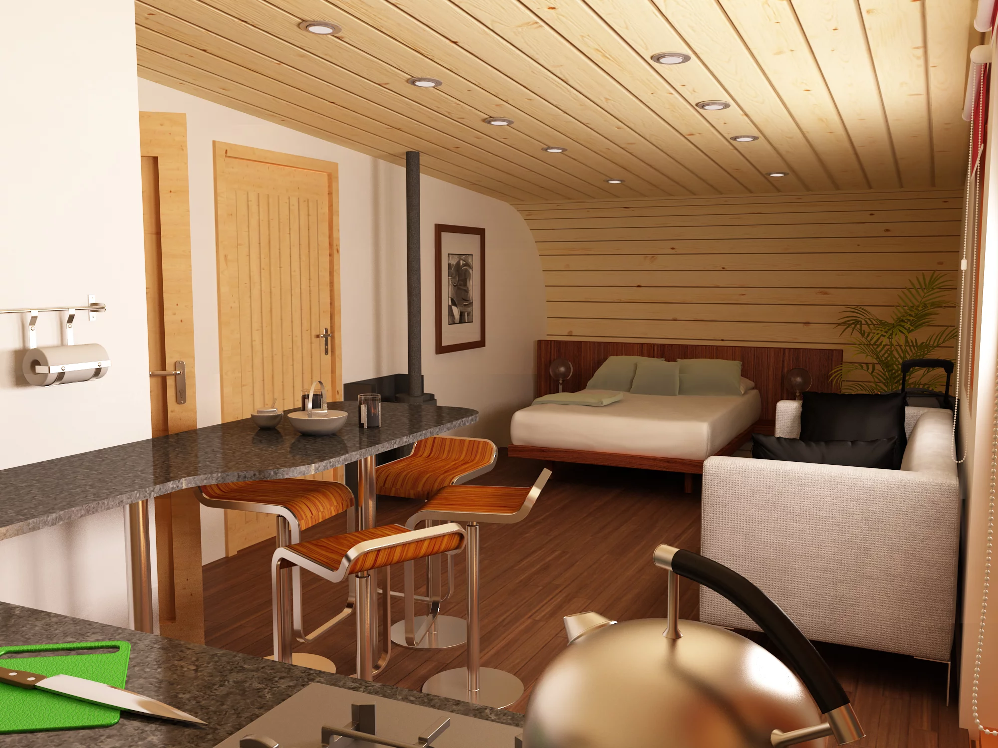 Eco-PERCH offers full self-contained accommodation for four guests