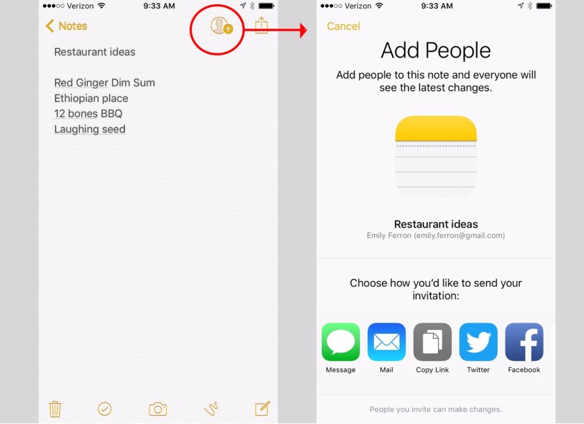 Notes makes it easy to work on notes collaboratively