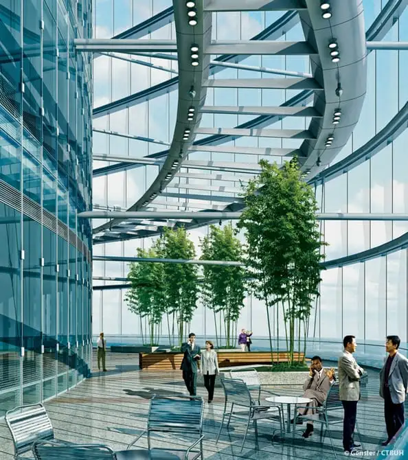 Shanghai Tower twists a full 120 degrees to mitigate the battering winds that buildings face at such heights