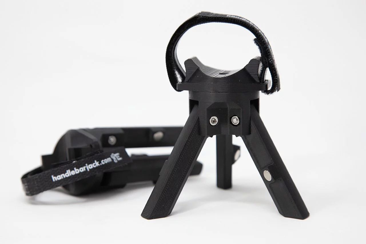The latest version of The Original Handlebar Jack improves upon a previous model, which utilized rubber loops instead of Velcro