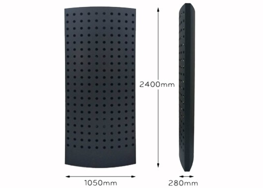 Each 2.4 m (7.9 ft) tall module weighs 20 kg (44 lb)