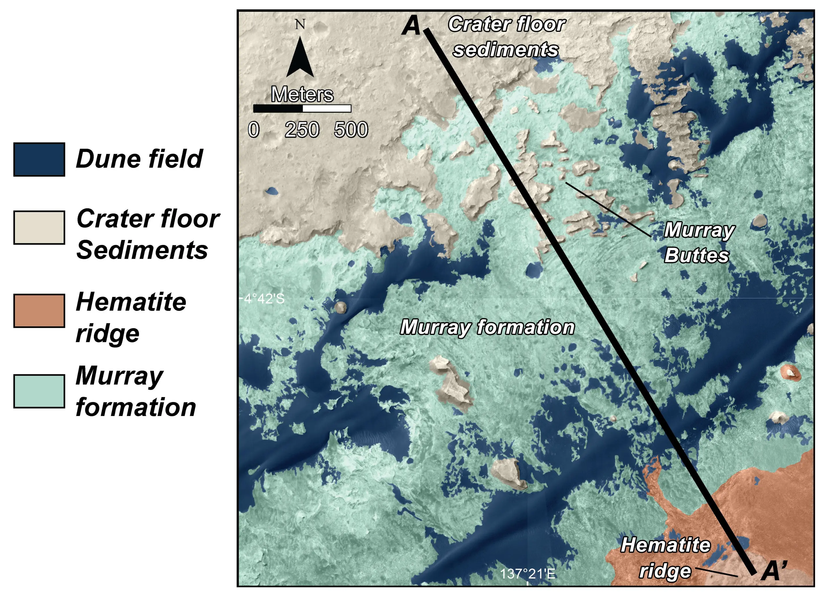 Map of lower Mount Sharp (Image: NASA/JPL-Caltech/Univ. of Arizona)