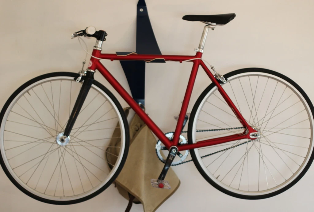 The Bike Valet mounts on a single wall stud