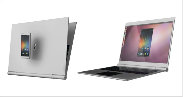 The NexPhone docks with the NexLaptop to create a mobile desktop experience