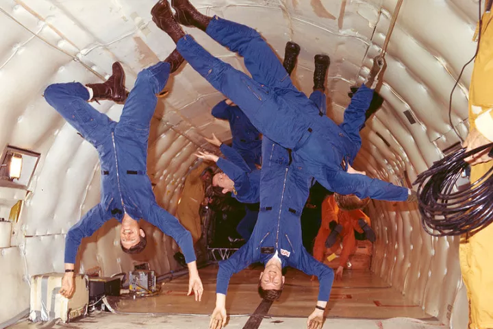 Astronauts training aboard the KC-135 aircraft, which inspired the proposed Zero Gravity Roller Coaster (Photo: NASA)