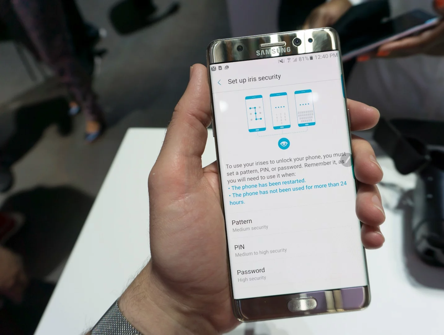 The iris scanning setup process
