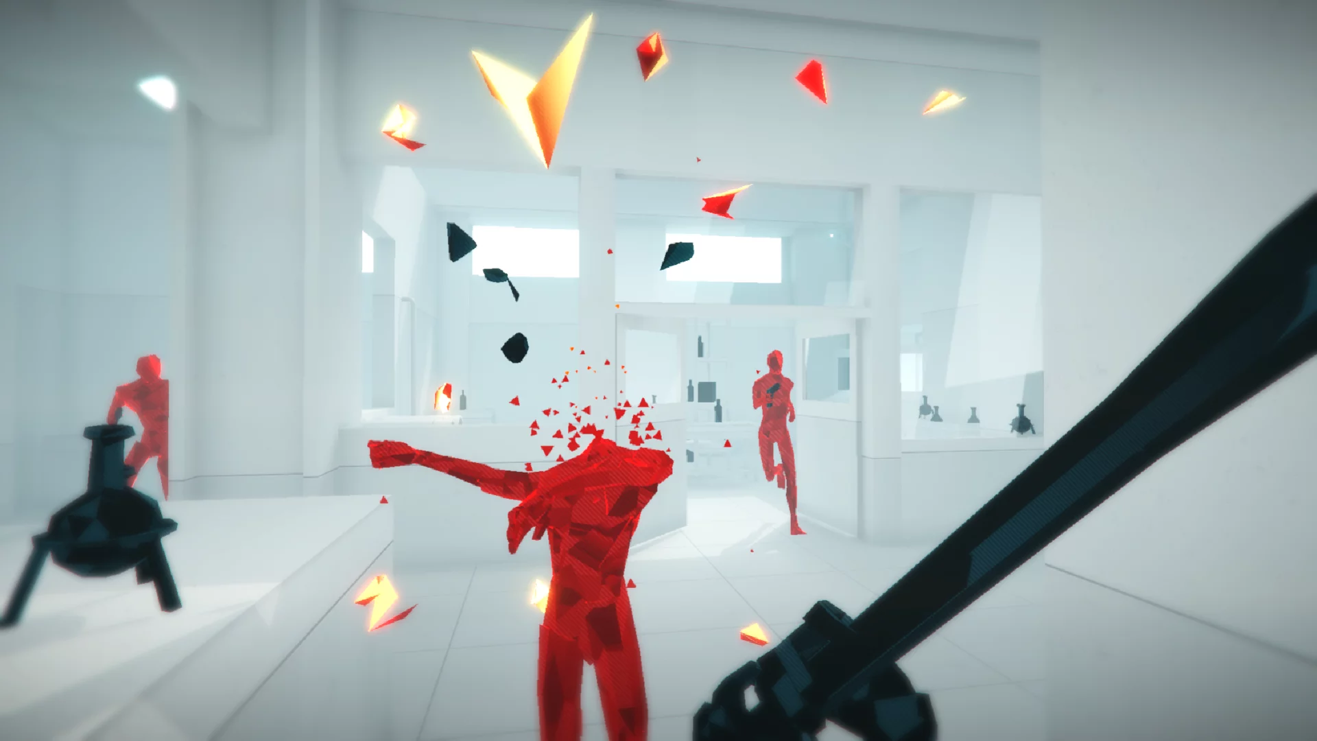 In Superhot, you'll hear a sound of glass shattering as you destroy your polygonal enemies